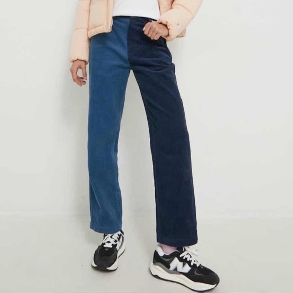 Brixton Colorblock Two-Toned Blue Corduroy Pants